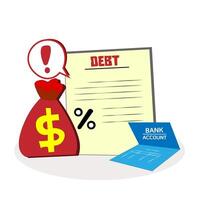 Illustration of Debt with attention signal suitable for finance presentation vector