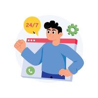24 7 Support Concepts Style illustrations. EPS 10 File stock illustration vector