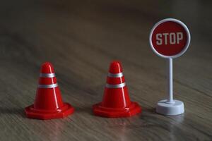 Traffic Safety Importance of Stop Signs and Traffic Cones in City Infrastructure photo