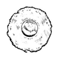 illustration of Fried Eggs in black and white. Hand drawn line art for food designs. Isolated sketch Ideal for restaurant menus, food packaging. With easily removable background vector
