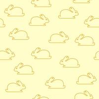 Seamless background with outline bunnies vector
