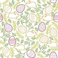 Seamless pattern with Easter bunny, eggs and floral elements vector