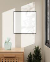 Artistic Display with Frame and Decorative Objects photo