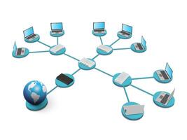 3D global networking concept on white background. Wide area network. vector