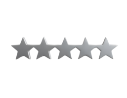 Five Star Rating A 3D Render of Five Grey Stars Representing a Perfect Score or Top-Quality Review png