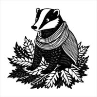 A drawing of a badger sitting vector