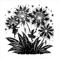 Fireworks Displaying with Stars vector