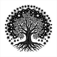 Vibrant Yggdrasil Mythical Tree vector