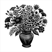 There is a vase with flowers i vector