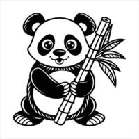 Panda Holding Bambo vector