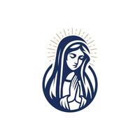 rustic retro mary statue hipster logo design vector