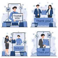 Online shopping appreciation concept with a thank you message for customers after a successful purchase vector