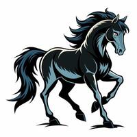 Powerful Black Stallion Graphic Dynamic Pose. vector