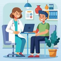 Doctor Patient Consultation Illustration Friendly Healthcare Meeting. vector