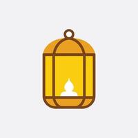 Simple Illustration Of A Golden Lantern With A Glowing Flame vector