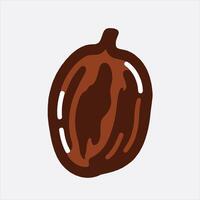 Close Up Illustration Of A Single Dark Brown Nut vector
