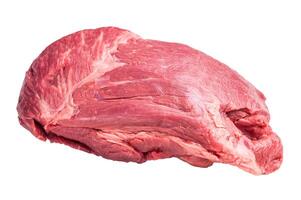 Raw Round beef meat cut, bottom round. isolated on white background. Top view photo