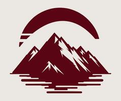 Mountains and water with a moon in the background vector
