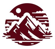 Mountains and clouds in a circular design with a background. vector