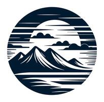 Mountains and clouds in a circular design vector