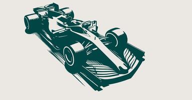 A racing car is shown in a green and white color with a background. vector