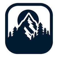 Mountain icon with pine trees and mountains vector