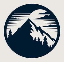 A mountain with trees and a full moon in the background vector