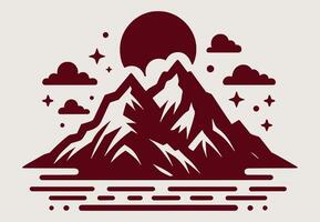 A mountain with clouds and stars on it with a background. vector