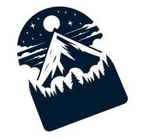 A mountain with trees and a moon on a background vector