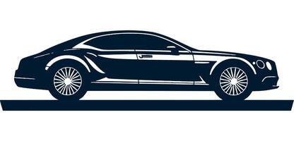 A black and white silhouette of a car on a white background vector