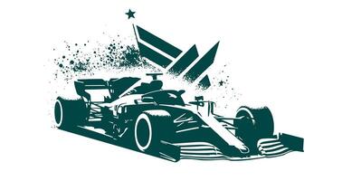 A racing car with a flag on it vector