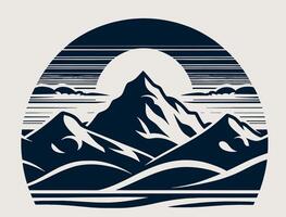 Mountains and water in a circular design vector