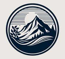 Mountain landscape with trees and mountains in the background vector