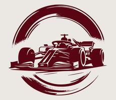 A racing car in a circle with a red and white background vector