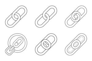 Geometric link silhouette icon set design vector