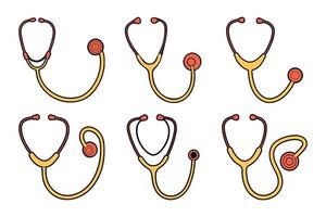 Flat design stethoscope silhouette icon set vector