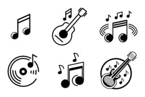 Sound wave outline icon set in silhouette style vector