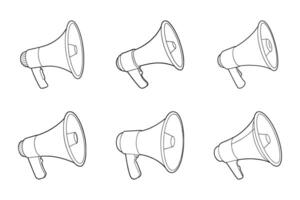 Geometric megaphone silhouette icon set design vector