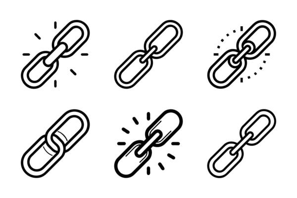 Black link silhouette icon set flat