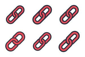 Link structure silhouette icon set flat vector