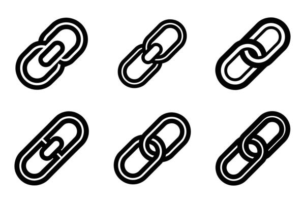 Hollow link silhouette icon set