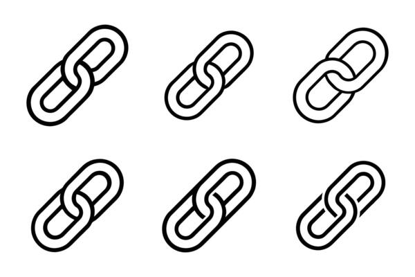 Isolated outline link silhouette icon set
