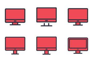 Monitor display silhouette icon collection vector