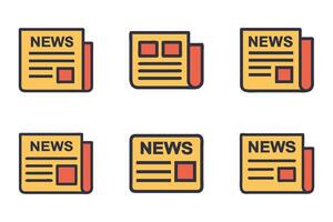 Newsprint outline silhouette icon set vector