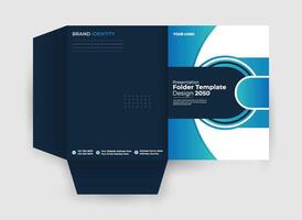 A blue folder template with a blue background vector