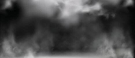 Black and white photo of a stage with smoke coming out of it vector