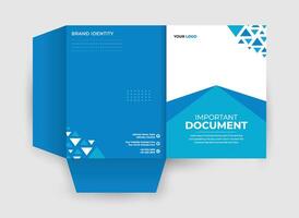 A blue folder with a triangle design on it vector
