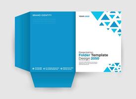 A blue folder with a triangle design on it vector