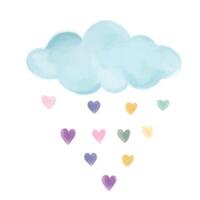 rain clouds love colorful heart shape vector