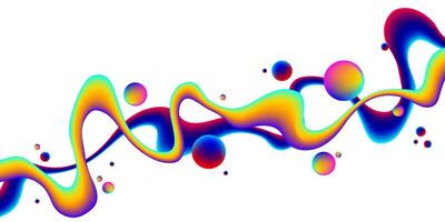 3d abstract colorful fluid design. Modern white background with wave colored lines. Liquid Gradient wave shapes illustration. vector